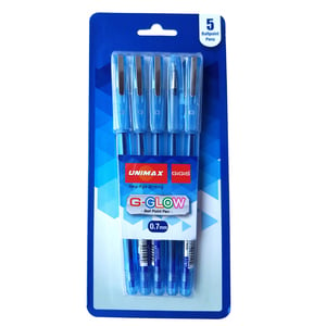 Unimax 0.7mm G-Glow Blue Pen 5pcs
