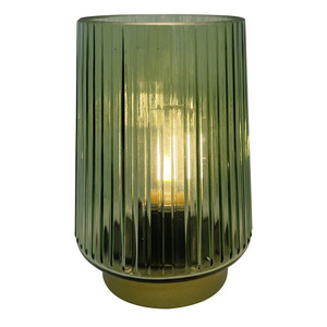 Maple Leaf Battery Operated LED Glass Decorative Lamp, Table Lamp Green