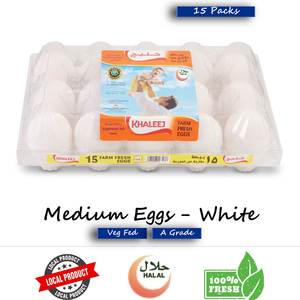 Khaleej White Eggs Medium 15 pcs