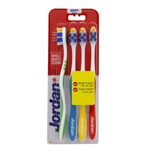 Jordan Total Clean Tooth Brush Soft Assorted 4 pcs